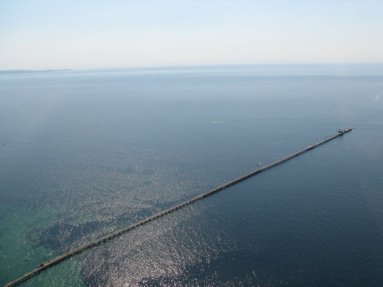 Busselton Jetty aerial view, the foreshore where The Goose sits