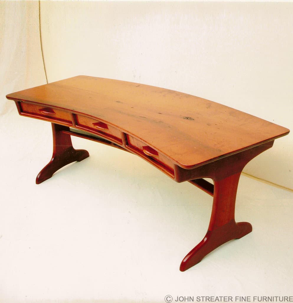 Curved Jarrah Writing Desk