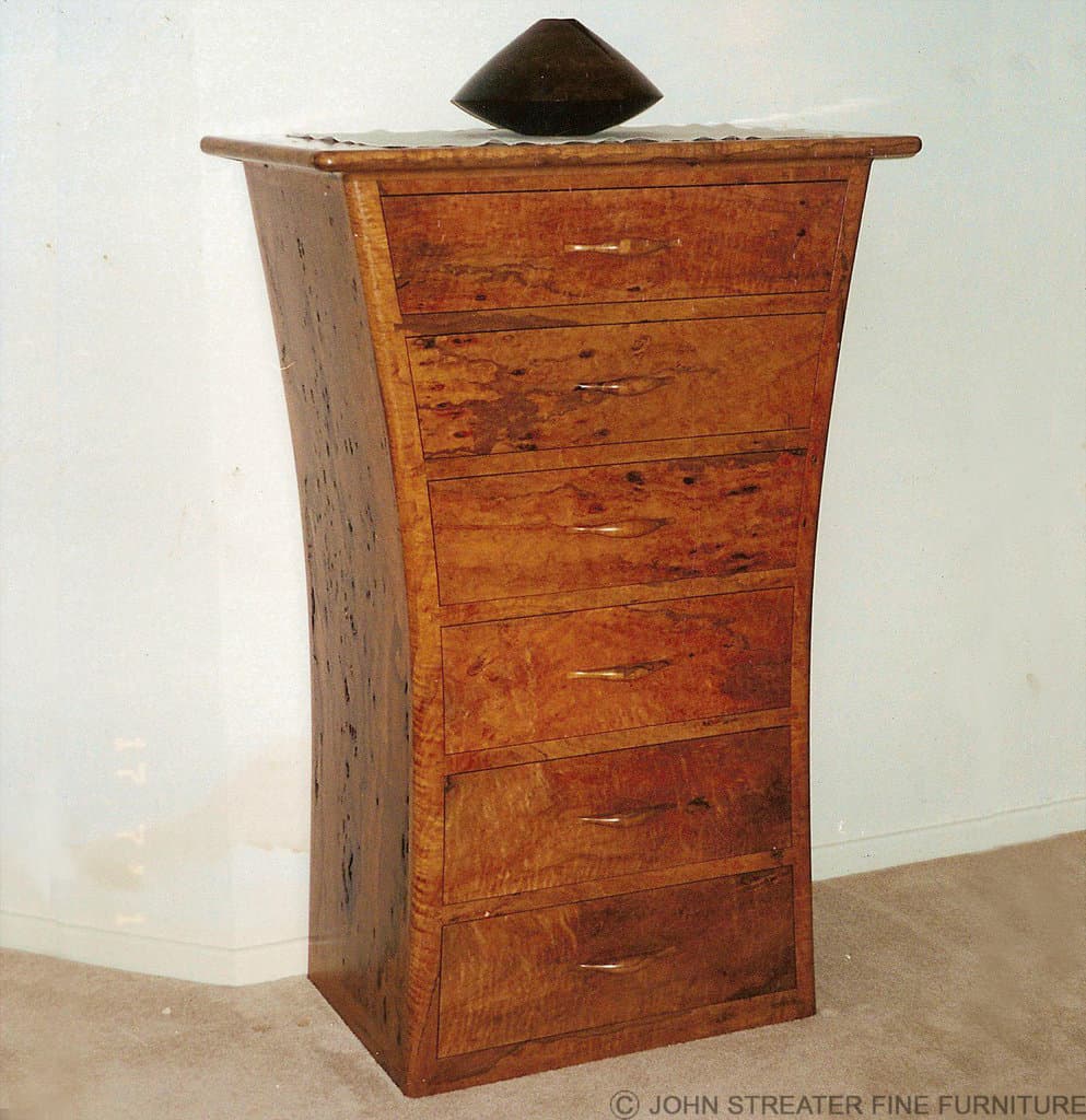 Tall Curved Burl Chest