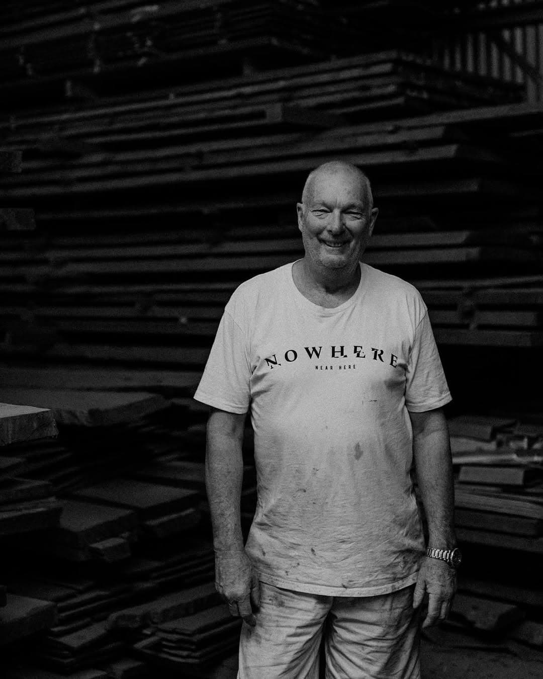 John Streater at the timber rack, Yallingup workshop
